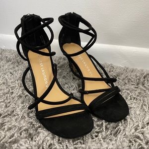 Chinese Laundry Black Suede Strappy Heels Size 6.5